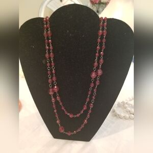 Dark Red Beaded Necklace